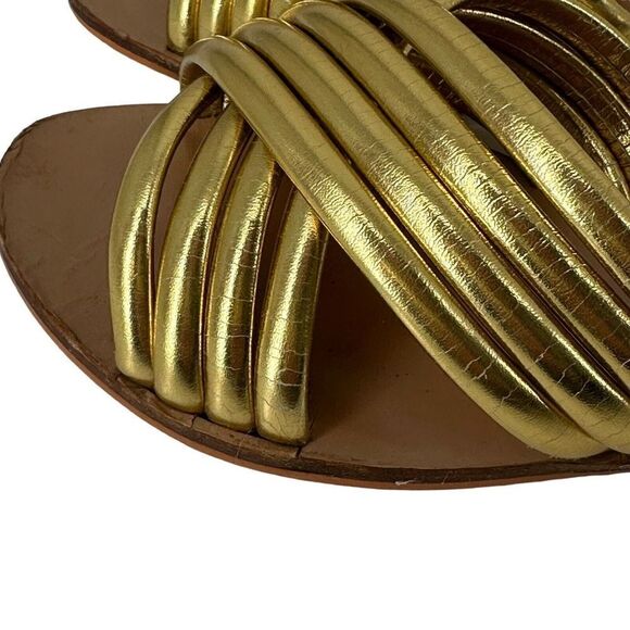 Raye Ziggy Gold Sandals Womens Size 7 Slip On Flats Metallic Open Toe goddess - Picture 5 of 13